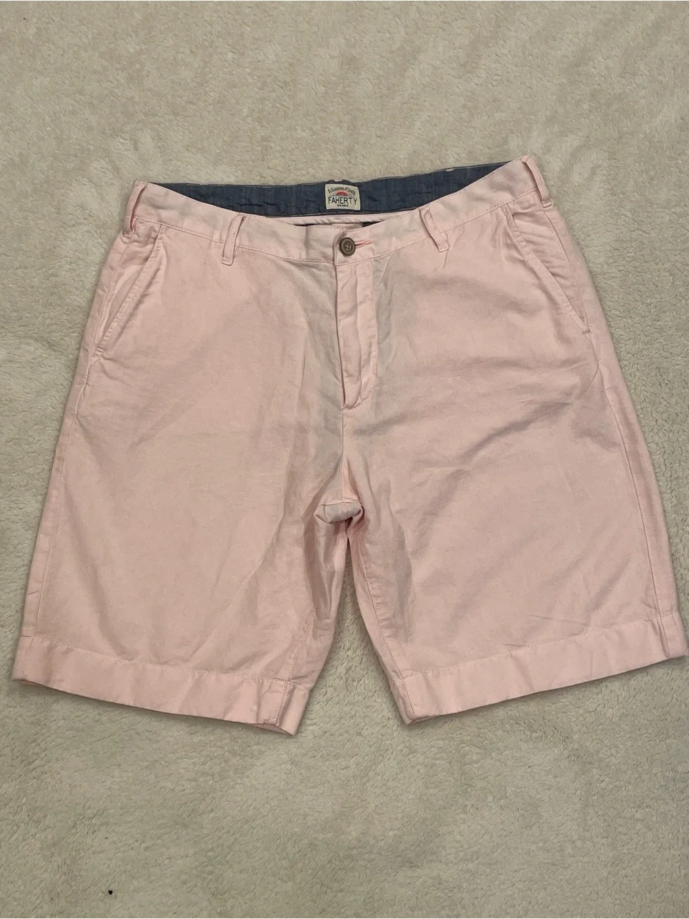 Faherty Tradewinds Linen Blend Shorts Men's 33 Pink Beach Preppy Chino 9” Inseam